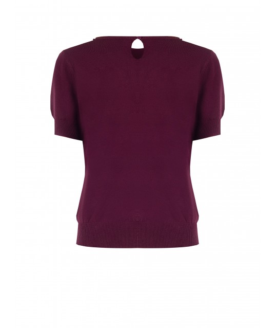 Maglione A Maniche Corte In Misto Viscosa Con Cristalli Cabochon Rinascimento