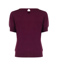 Pull à manches courtes en mélange de viscose orné de cristaux caboc... 2
