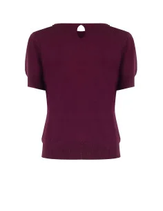 Short-Sleeve Viscose-Blend Sweater with Cabochon Crystals Rinascimento 2