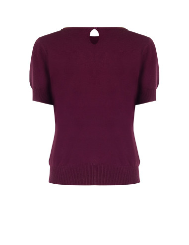 Short-Sleeve Viscose-Blend Sweater with Cabochon Crystals Rinascimento