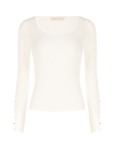 Slim-fit, lightweight viscose-blend jumper with jewelled buttons on...