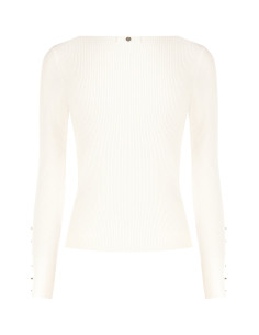 Pull moulant et fin en mélange de viscose, avec des boutons décorat... 2