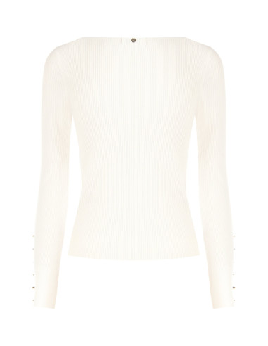 Pull moulant et fin en mélange de viscose, avec des boutons décorat...