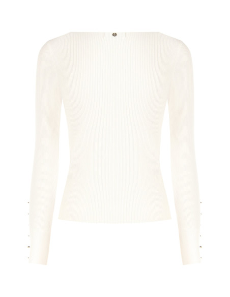 Slim-fit, lightweight viscose-blend jumper with jewelled buttons on...