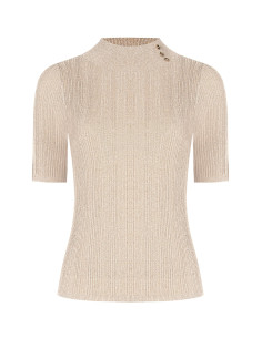 Fitted Lurex-Yarn Top with Buttons at the Neck – Rinascimento - Ves...
