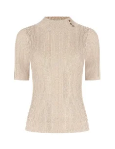 Fitted Lurex Yarn Top With Buttons At The Neck Rinascimento