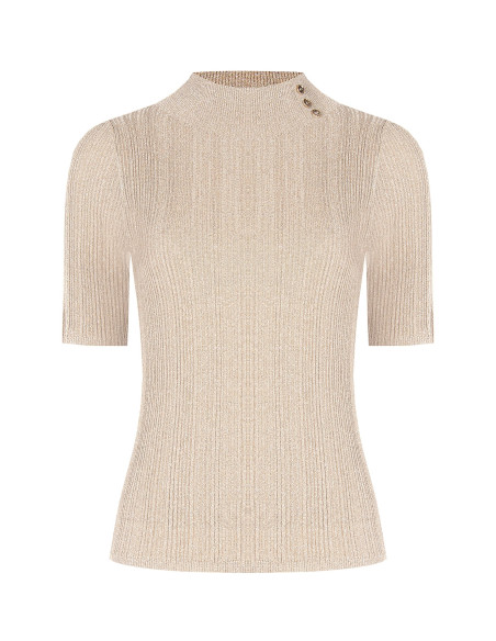 Fitted Lurex-Yarn Top with Buttons at the Neck – Rinascimento - Ves...