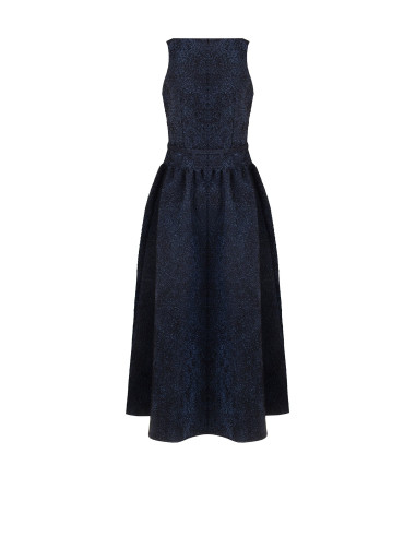 Abito Midi In Tessuto Jacquard Goffrato Con Lurex E Gonna A Corolla Rinascimento