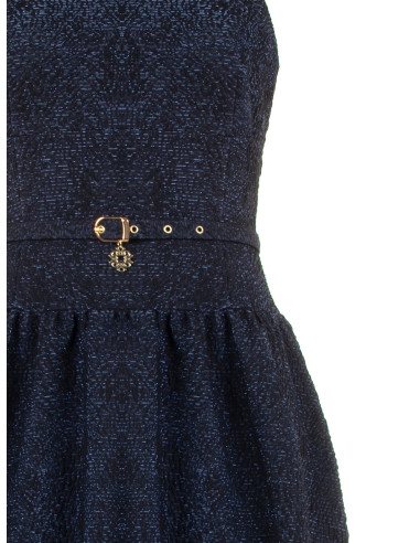 Jacquard Midi Dress in Textured Fabric with Lurex and Full Skirt Rinascimento