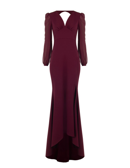 Long Mermaid-Style Dress in Scuba Crepe with a Cut-Out at the Back ...