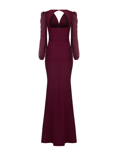Robe longue de style sirène en crêpe scuba avec découpe dans le dos...