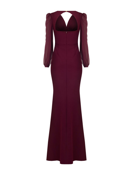 Long Mermaid-Style Dress in Scuba Crepe with a Cut-Out at the Back ...