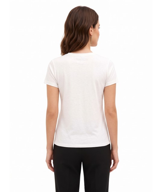 T-shirt coupe classique en coton avec logo brodé « Rinascimento »