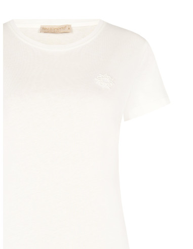 T-Shirt Regular In Cotone Con Logo Ricamato Rinascimento