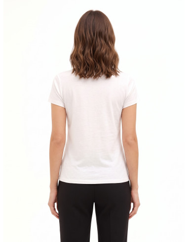 T-Shirt Regular In Cotone Con Stampa Bassotto Cuore E Strass Rinascimento