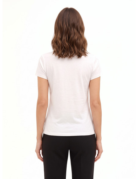 T-Shirt Regular In Cotone Con Stampa Bassotto Cuore E Strass Rinascimento