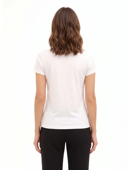 T-Shirt Regular In Cotone Con Stampa Bassotto Cuore E Strass Rinascimento