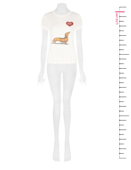 T-Shirt Regular In Cotone Con Stampa Bassotto Cuore E Strass Rinascimento