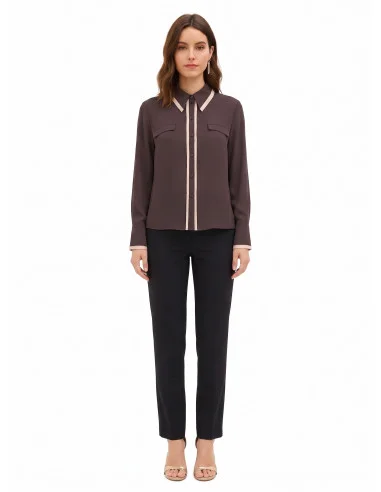 Matte Satin Blouse With Contrasting Details Rinascimento