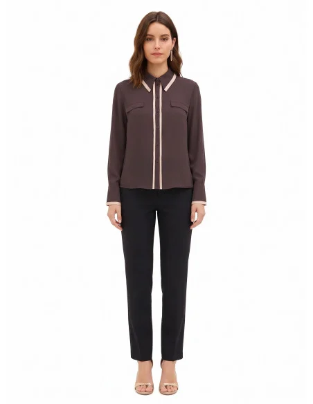 Matte Satin Blouse With Contrasting Details Rinascimento