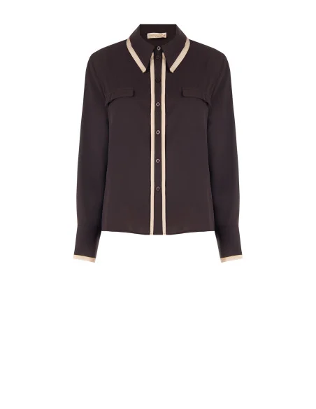 Matte Satin Blouse With Contrasting Details Rinascimento