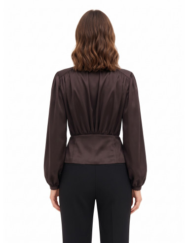 Blusa A Portafoglio In Raso Con Scollo A V E Foulard Logato Rimovibile Rinascimento