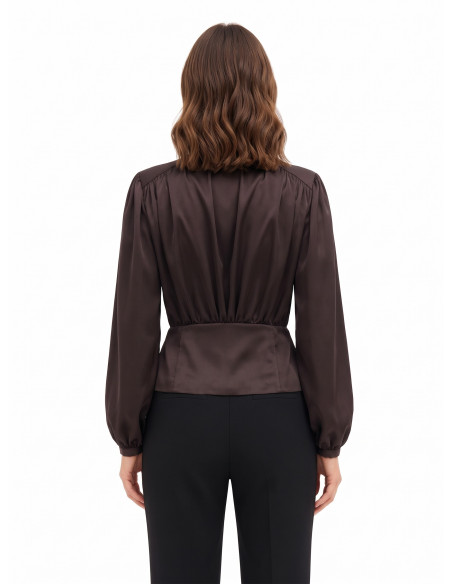 Blusa A Portafoglio In Raso Con Scollo A V E Foulard Logato Rimovibile Rinascimento