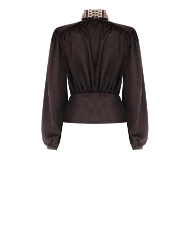Blusa A Portafoglio In Raso Con Scollo A V E Foulard Logato Rimovibile Rinascimento
