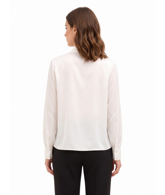Loose-fitting, flowing satin shirt with a semi-transparent georgette insert – Rinascimento