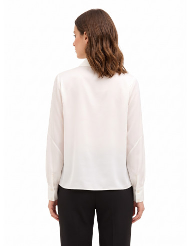 Loose, Flowing Satin Blouse with Sheer Georgette Insert Rinascimento