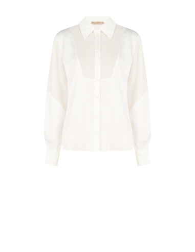 Camicia Ampia E Fluida In Raso Con Inserto In Georgette Semitrasparente Rinascimento