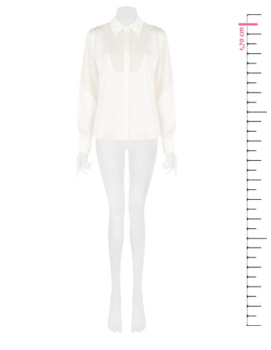 Blouse ample et fluide en satin avec empiècement en georgette semi-transparente Rinascimento