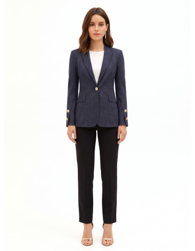 Giacca Blazer In Punto Milano Con Bottoni Logo Rinascimento