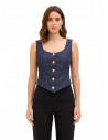 Short, Fitted, V-neck Waistcoat in ‘Punto Milano Rinascimento’ - Ve...