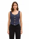 Short Fitted Pointed-Hem Milano-Stitch Vest Rinascimento