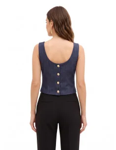 Gilet court cintré à basque en maille milano Rinascimento 2