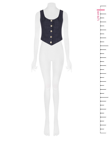 Short, Fitted, V-neck Waistcoat in ‘Punto Milano Rinascimento’ - Ve...