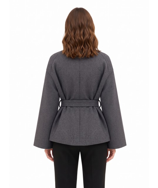 Manteau ample en laine mélangée, à manches longues et ceinture assortie, marque Rinascimento