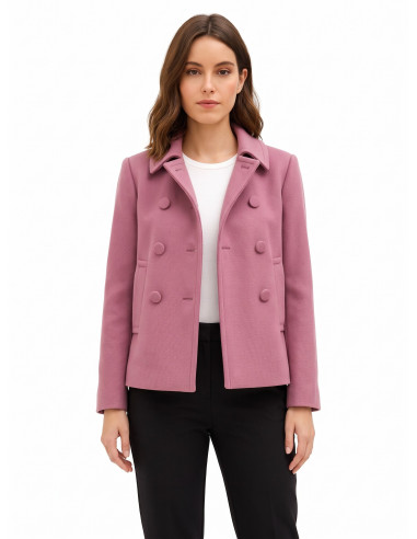 Short, Oversized Wool Coat with Matching Buttons by Rinascimento - ...