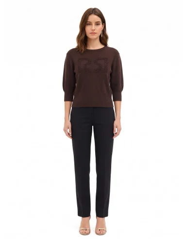 Pull en mélange de viscose avec logo RR en relief Rinascimento