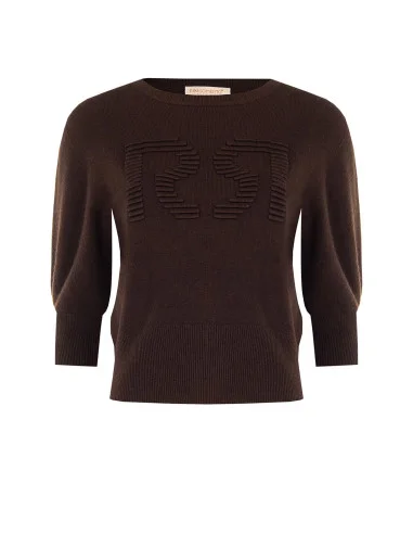 Viscose Blend Sweater with Raised RR Logo Rinascimento