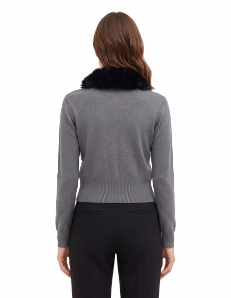 Cardigan polo à col en fausse fourrure amovible Rinascimento