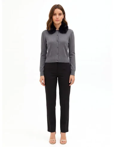 Cardigan polo à col en fausse fourrure amovible Rinascimento