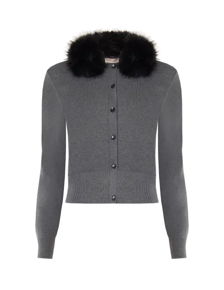 Cardigan polo à col en fausse fourrure amovible Rinascimento