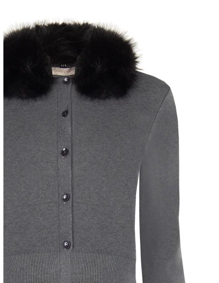 Cardigan polo à col en fausse fourrure amovible Rinascimento