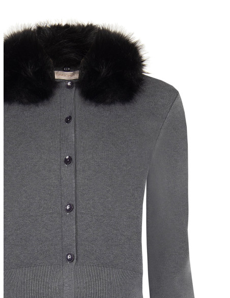 Cardigan Polo Con Collo In Pelliccia Sintetica Removibile Rinascimento