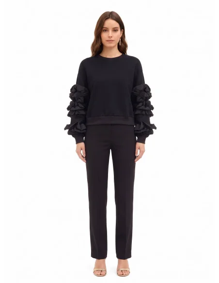 Sweat-shirt regular en coton avec volants en taffetas sur les manches Rinascimento