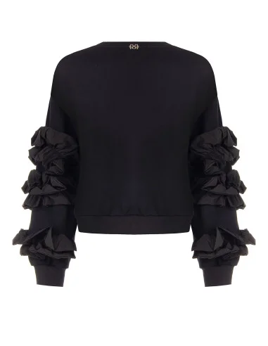 Sweat-shirt regular en coton avec volants en taffetas sur les manches Rinascimento