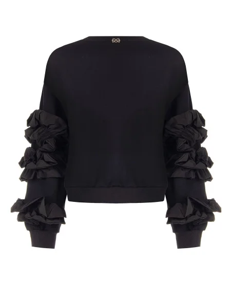 Sweat-shirt regular en coton avec volants en taffetas sur les manches Rinascimento