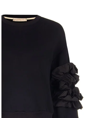 Regular-Fit Cotton Sweatshirt with Taffeta Ruffles on the Sleeves Rinascimento